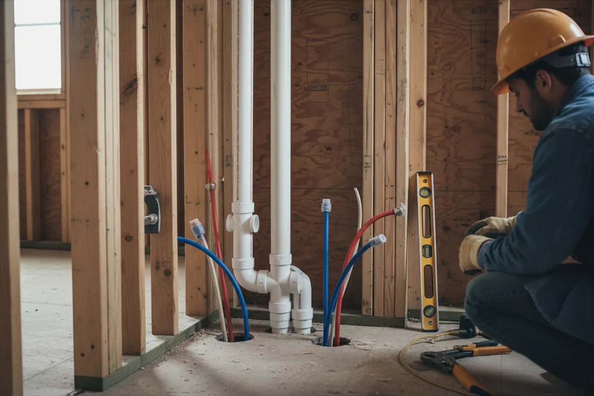 Drain and supply rough-in during Leak Detection in Haydenville