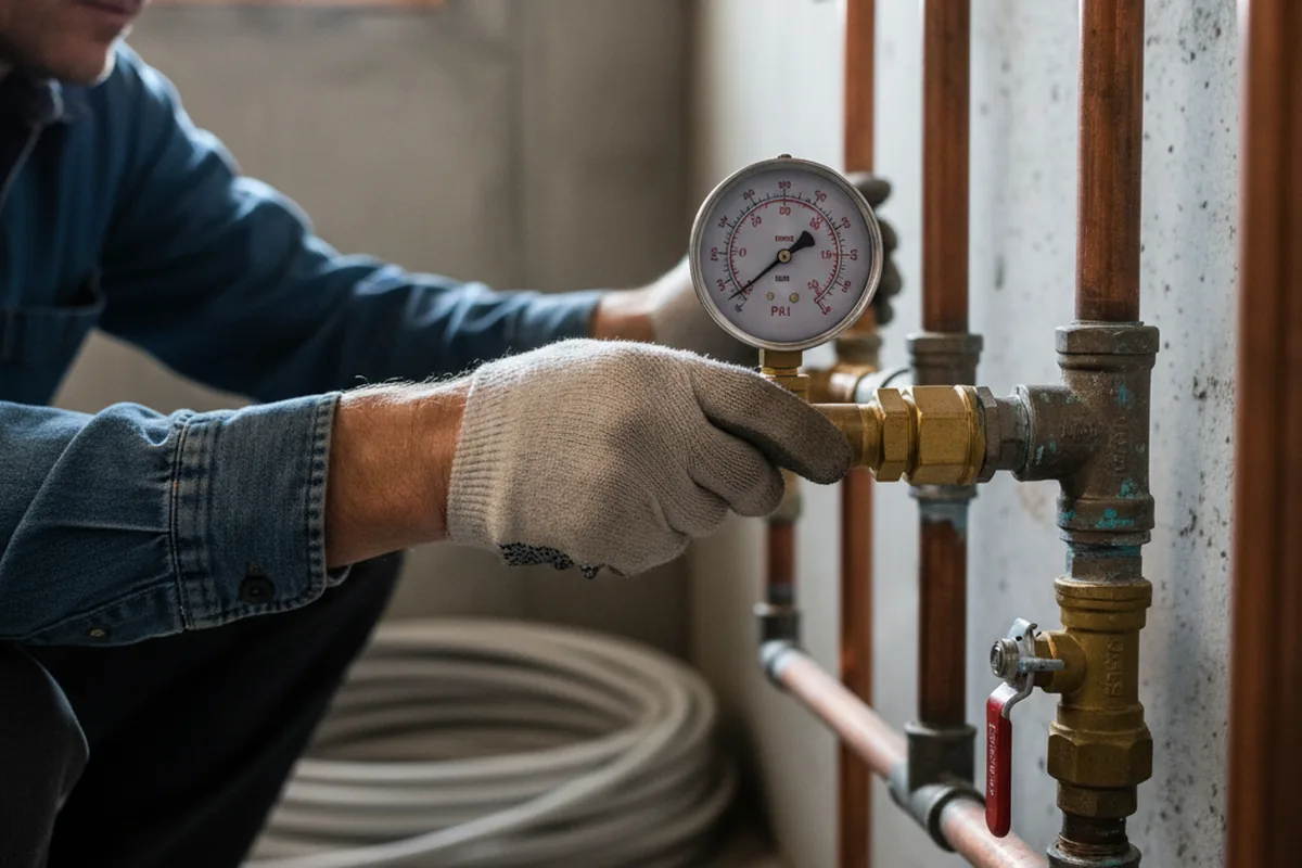 Pressure testing a repaired line during Water Line Repair in Haydenville